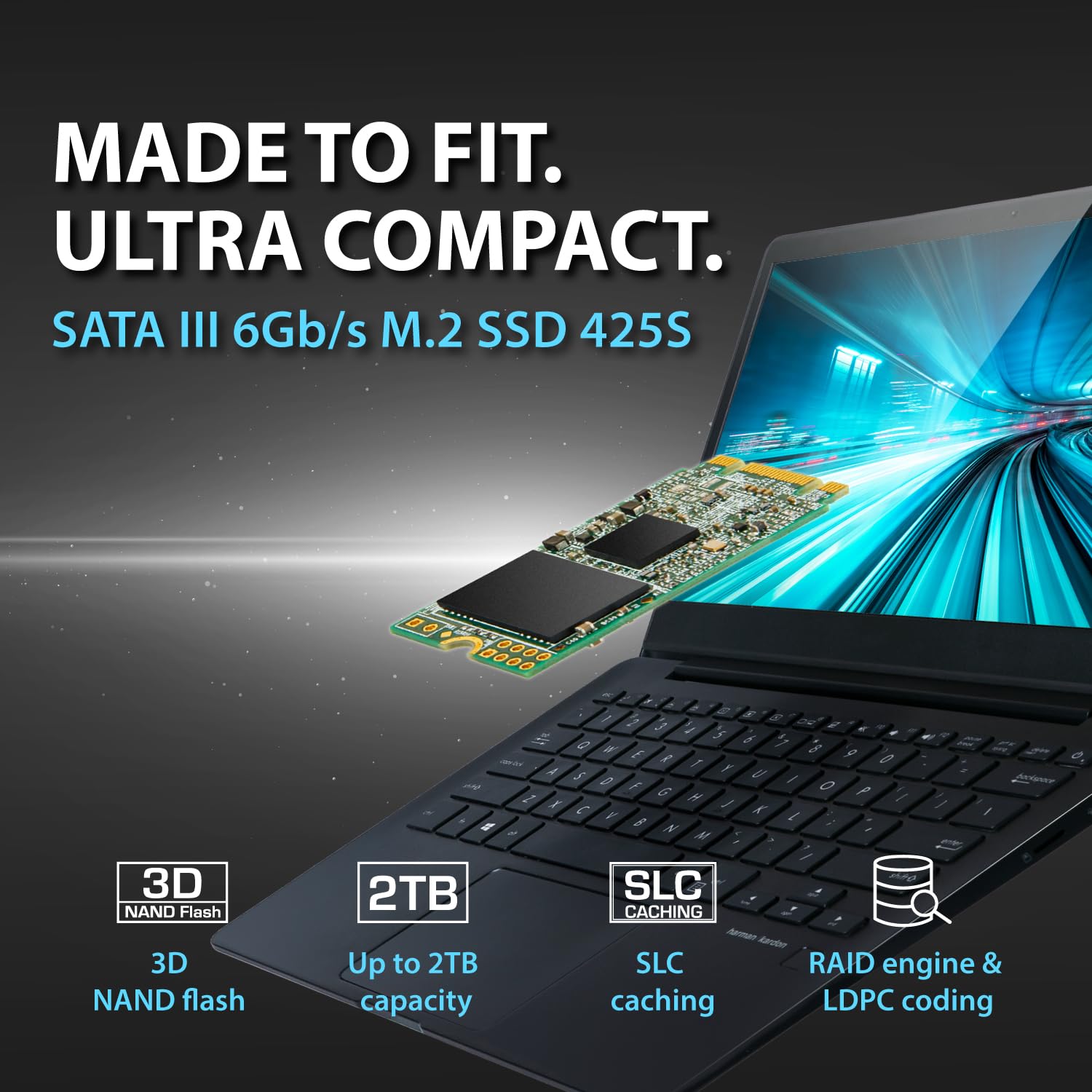 Transcend 425S M.2 2242 SATA III 6Gb/s SSD | 3D NAND flash, Up to 550MB/s Read Speed | 250GB, 500GB, 1TB, 2TB Transcend 425S M.2 2242 SATA III 6Gb/s SSD | 3D NAND flash, Up to 550MB/s Read Speed | 250GB, 500GB, 1TB, 2TB